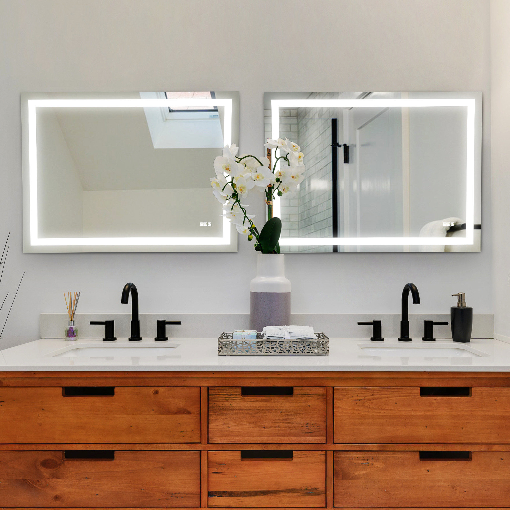 Orren Ellis Led Bathroom Vanity Mirror Fog, Dimming Lights Feature ...