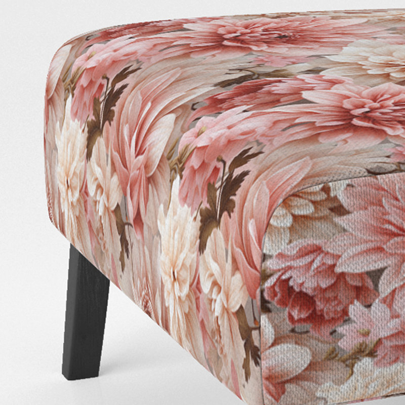 Fauteuil de chambre rembourré rose et blanc avec œillets Blossoming Grace