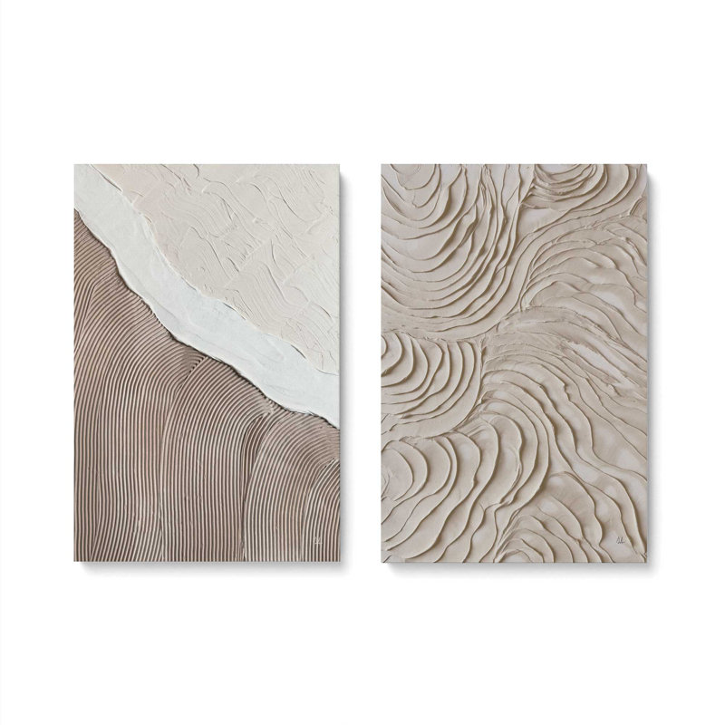 Wave Formations Duo II Set of 2 Canvas Prints in a White Frame, 30" x 20", Toile tendue, Does Not Apply, H 37 po x l 64 po