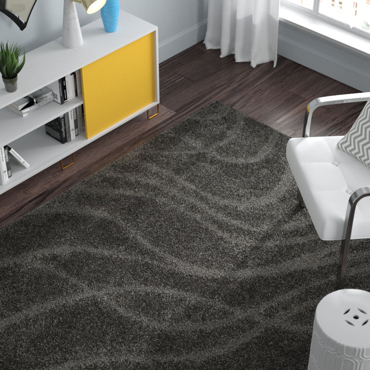 Tapis gris anthracite à motif abstrait Ashal