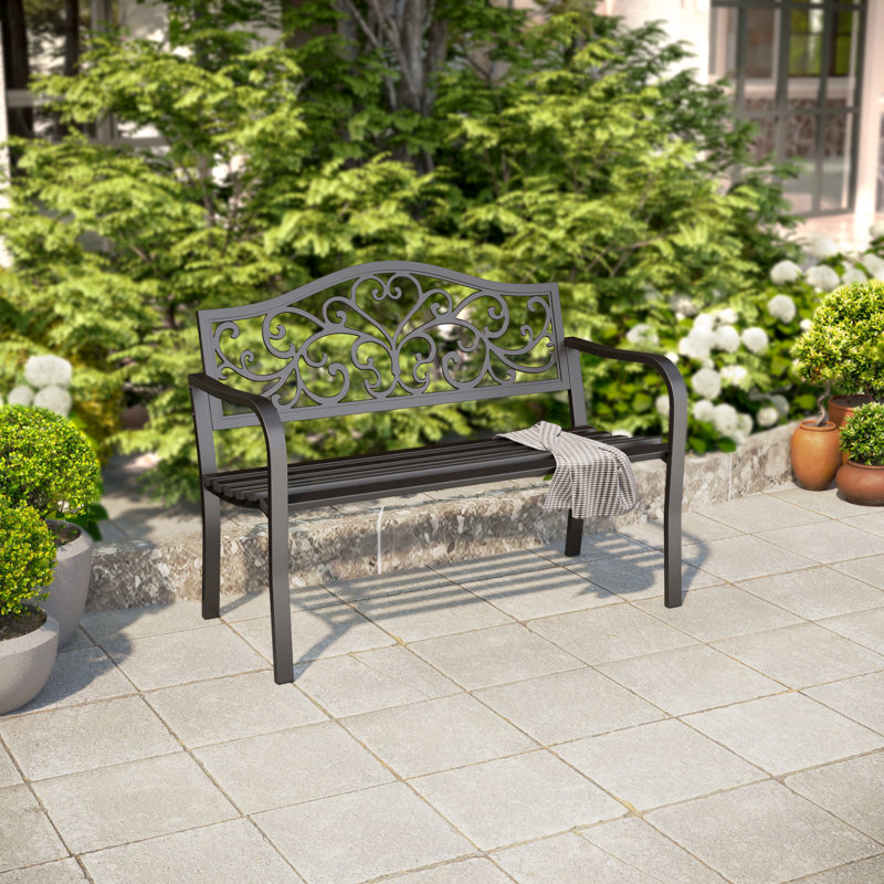 43.7''L Powder Coated Steel Outdoor Bencl