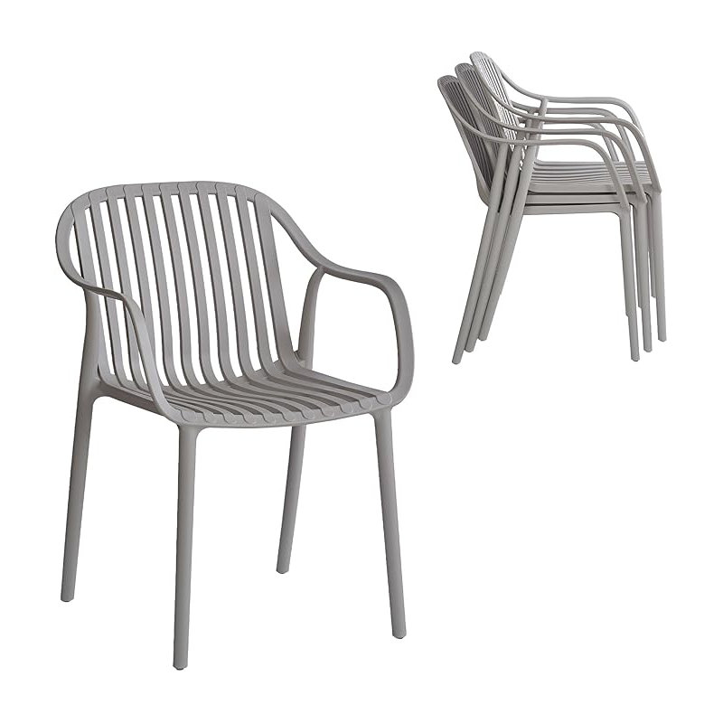 Modern Stackable Outdoor & Indoor Plastic Dining Chairs Set, Armchairs Set, Weather-Resistant, Ideal for Patios, Cafes, and Home Use, Set of 4