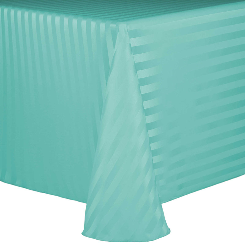 Ultimate Textile Satin Stripe Rectangular Tablecloth, 10, Caribbean, 156" x 108"