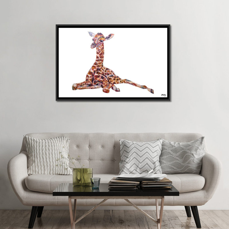 Art sur toile clementine, Toile avec cadre noir, Non mat, H 32 po x l 48 po x P 1,5 po