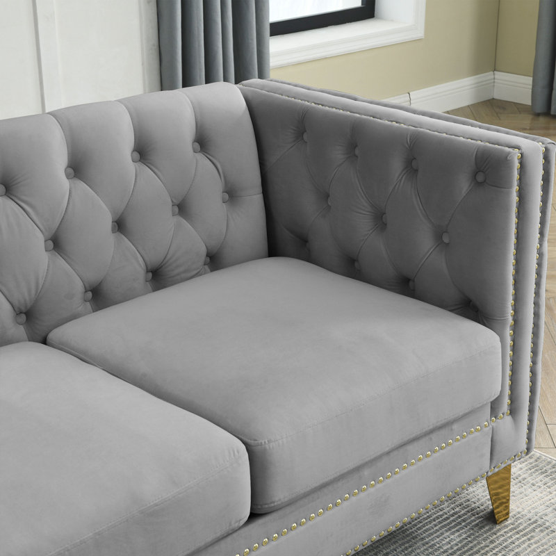 Canapé modulaire en velours Chesterfield de 82,2 po pour la maison