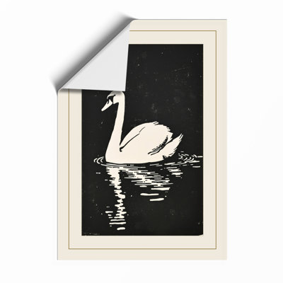 Swan On Dark Water Japandi - Print