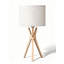 Lampe de table à trépied, lampe de chevet moderne de 17,5 pouces avec pieds en bois et abat-jour en lin beige, lampe de chevet Boho pour chambre à coucher, salon, bureau, base E26