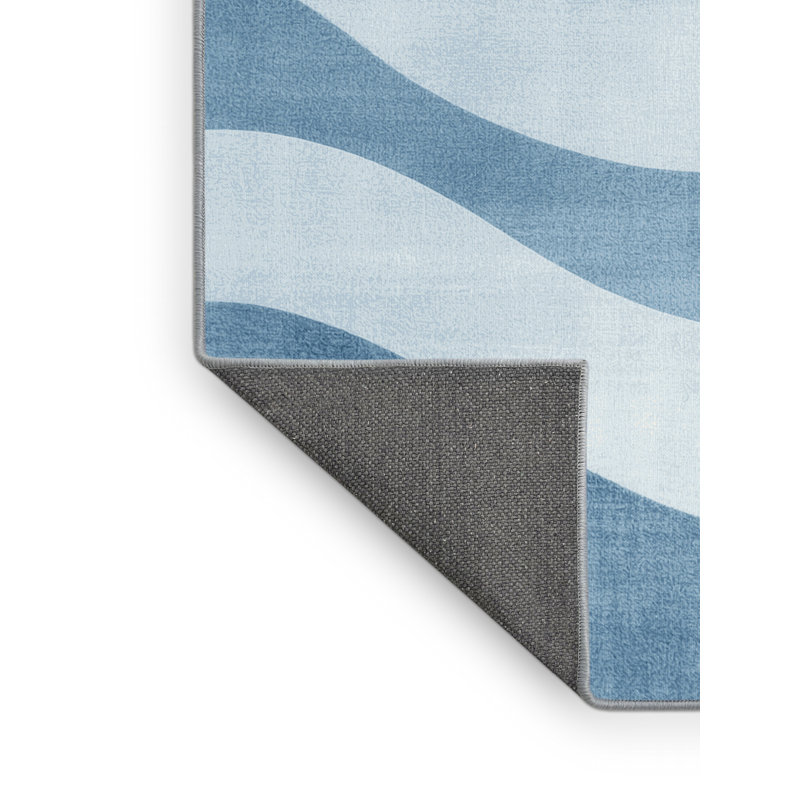 Tapis bleu moelleux moelleux Adlai, Rond 4 pi