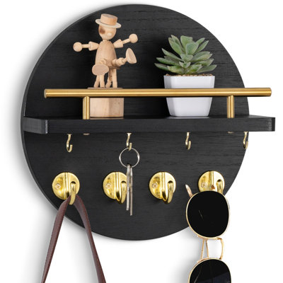 Organisateur de porte-clés 10,2 pouces avec 8 crochets, noir et or