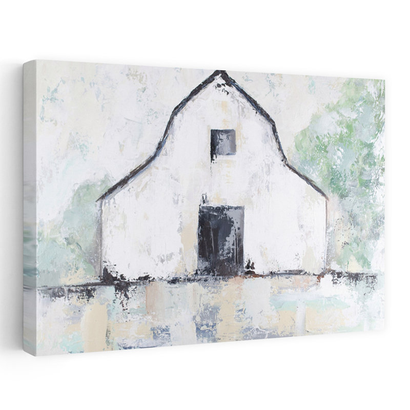 Rustique grange, architecture abstraite, art contemporain, H 40 po x l 60 po