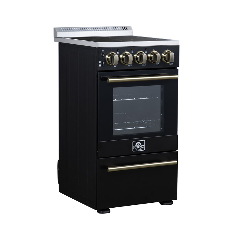 Pallermo 20 Inch Freestanding Electric Range in Black or White, Storage Drawer, 4 Burner Elements 6,000W, 2.05 cu.ft. oven, Energy Efficient