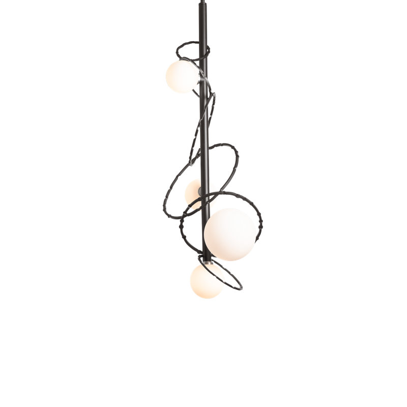 Olympus Vertical Pendant - Opal Glass, Dark Smoke