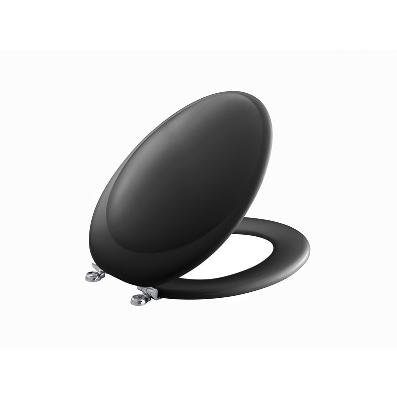 Revival Elongated Toilet Seat, Black, Chrome