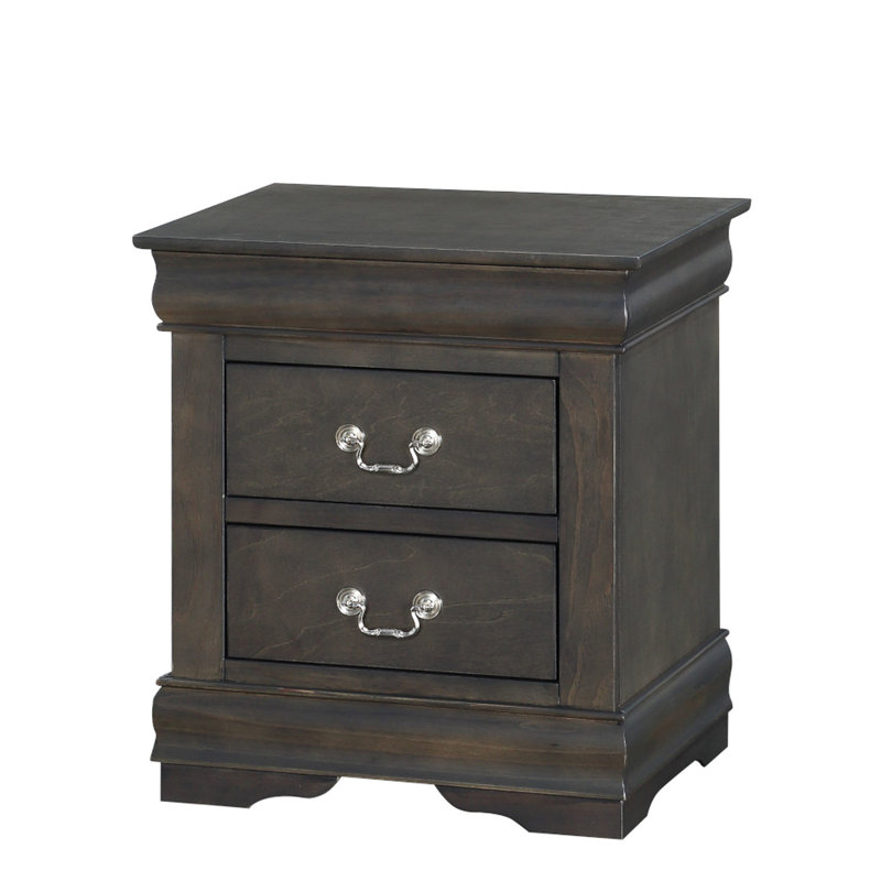 Table de chevet moderne gris foncé - Design chic et fonctionnel avec tiroirs de chambre à coucher