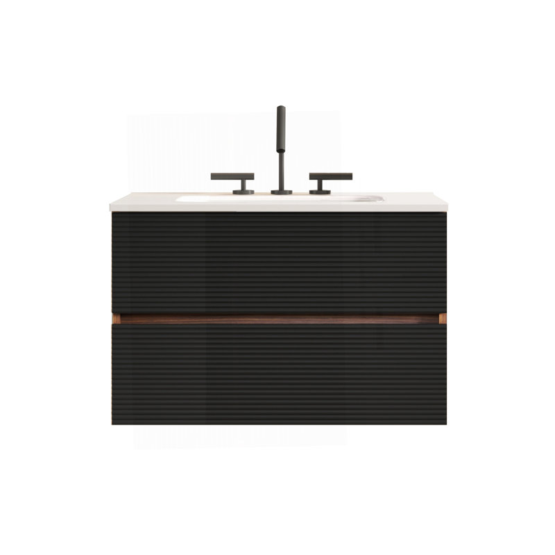 Meuble-lavabo mural 30 po Gloria, Noir / brun, 30"