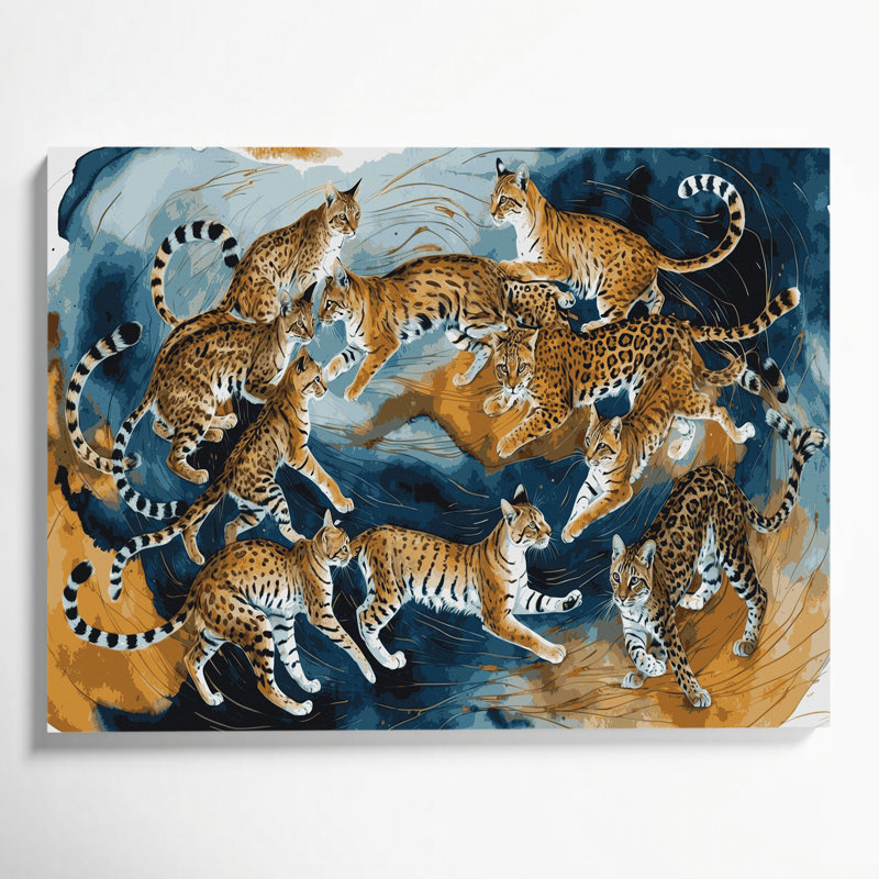 «Big Cats Small Wild Cats», art mural sur toile brune, H 11 po x l 14 po