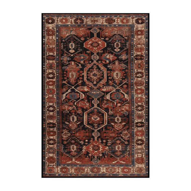 Machine Washable Turkish Brown Area Rug, Tapis de couloir 2 pi x 5 pi