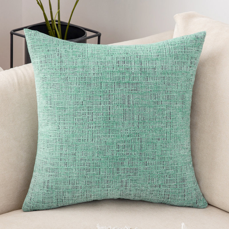 chenille Pillow Covers Throw Pillow, Light Green, 18''H x 18''W x 5"D, Polyester