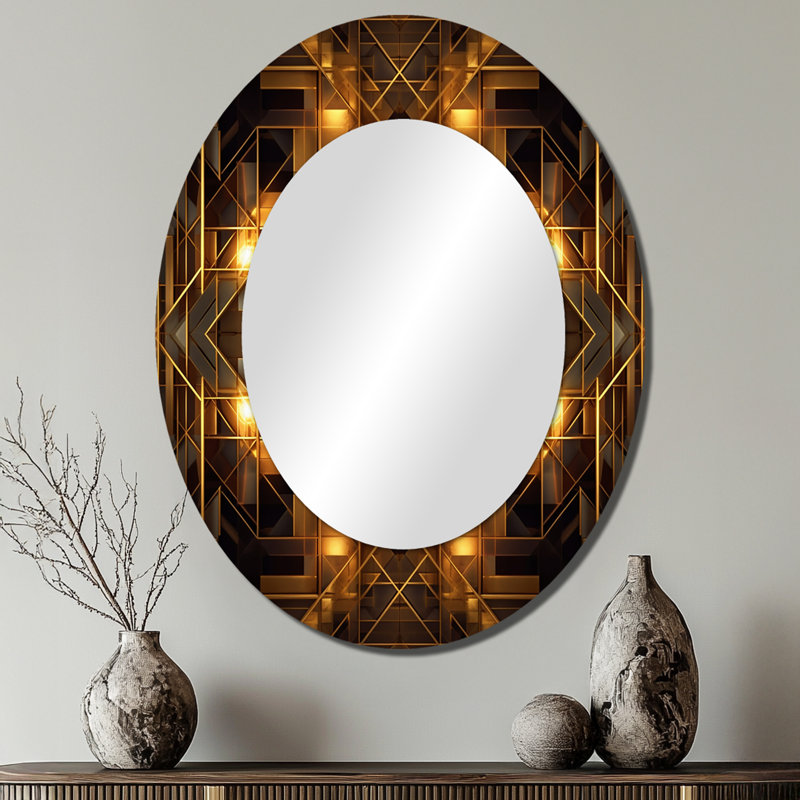 Miroir mural ovale sur fond doré, 40 po x 30 po