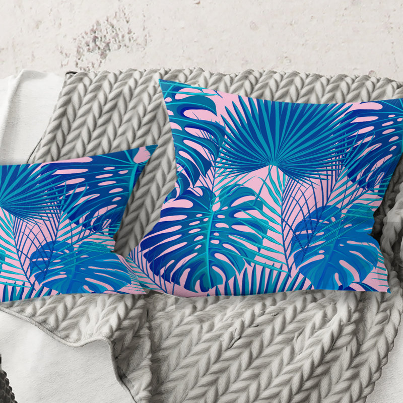 Retro Floral Pattern X - Mid-Century ModernPrinted Throw Pillow, 18" x 18"