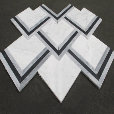 9" x 11" Marble Herringbone Mosaic Wall & Floor Tile