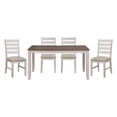 Dining Room Furniture Dining Set Rectangular Wooden Table And Side Chairs Fabric Upholstered Seat