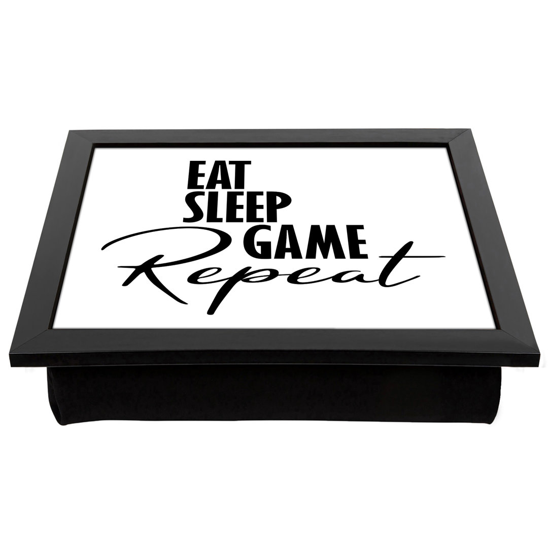 Eat Sleep Game Repeat Typography Quote  Lap Tray with Cushion