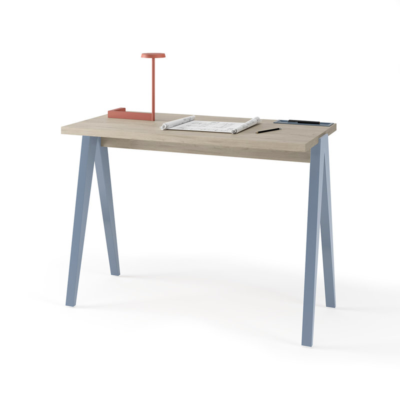 Gundrath Solid Wood Base Writing Desk, Blue, Light Oak