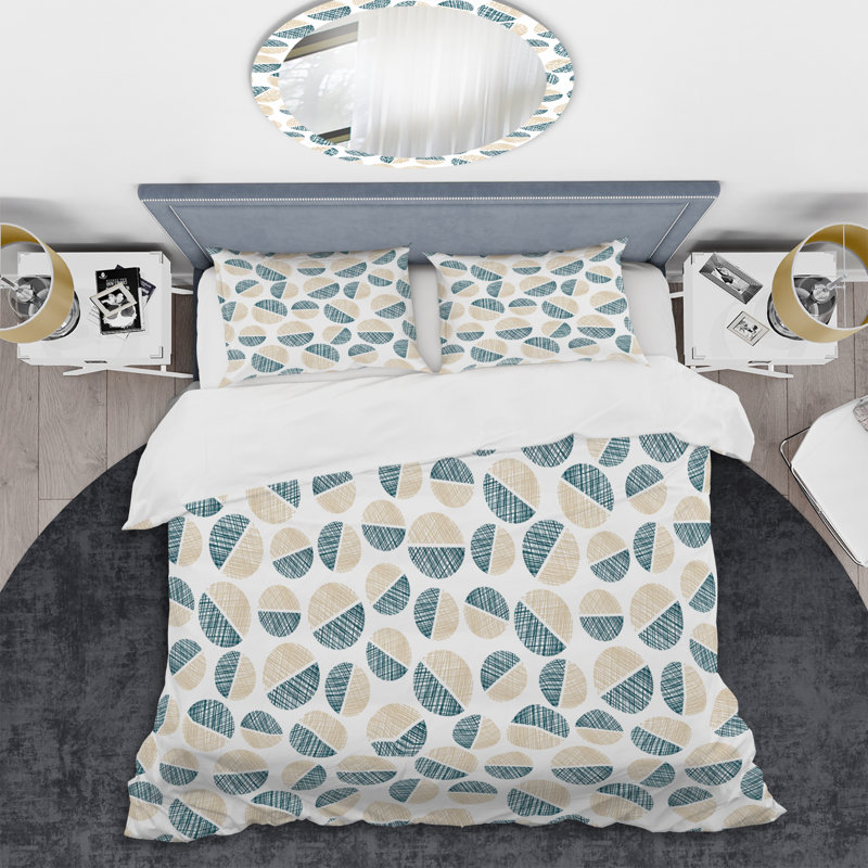 Ensemble de housse de couette en microfibre crème / vert 3 pièces