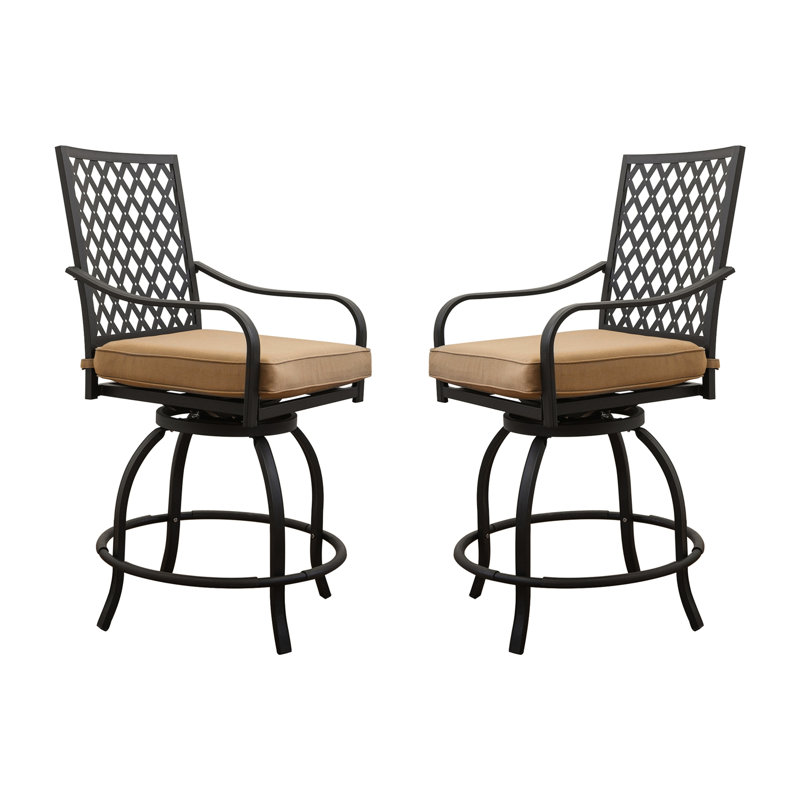 Chaises pivotantes d'extérieur en kaki - 360 degrés de rotation pour le jardin balcon terrasse de jardin bistro et coussin de soutien avec jardin, balcon, cour arrière, rotation, siège rembourré confortable