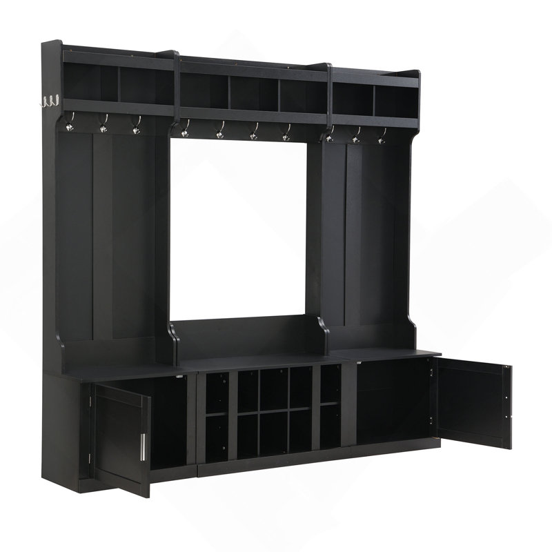 Arbre d'entrée 82 po 4 po avec banc et rangement pour chaussures 82,6 po, Noir
