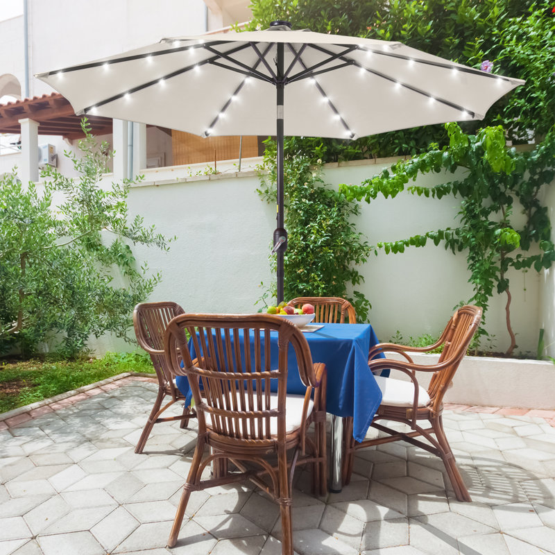 Parasol de marché lumineux 9 pi Odis, H 92,5 po x l 108 po x P 108 po, Beige