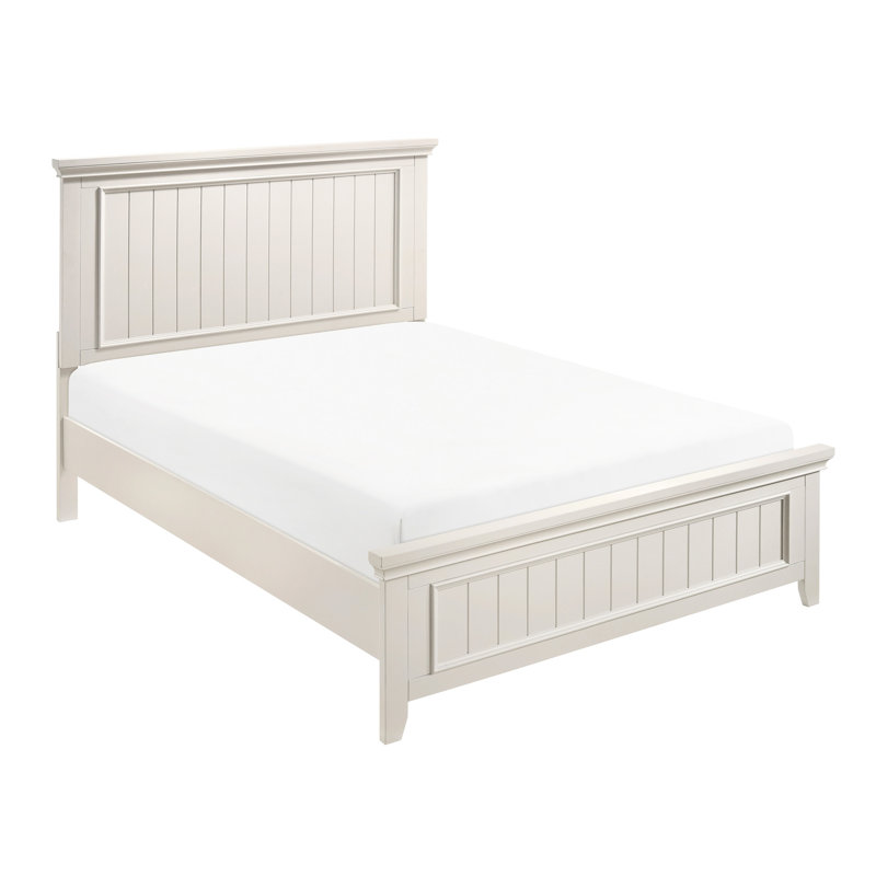 Queen Size Panel Bed In Style With White Finish For Bedroom Furniture Soft, Queen