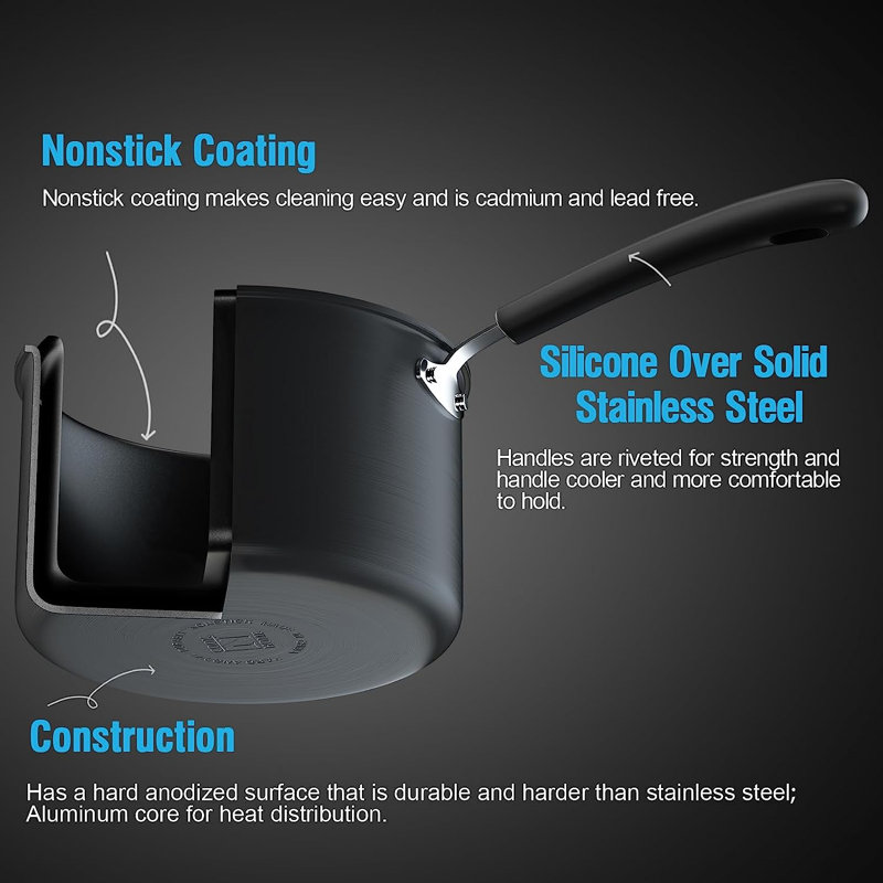 12-Piece Black Aluminum Nonstick Cookware Set with Glass Lids