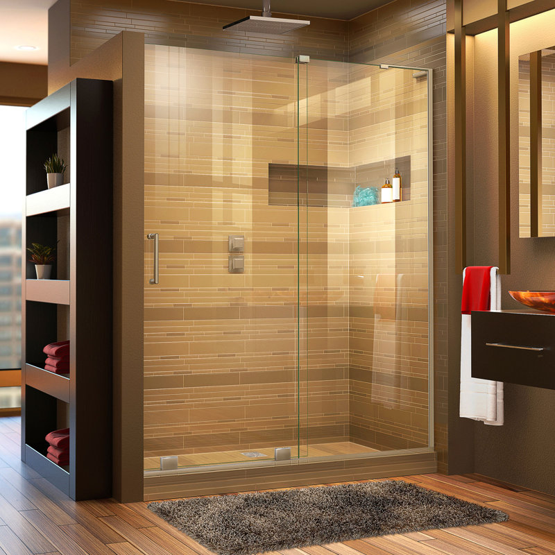 Mirage-X 55-59" W x 71" H Frameless Shower Door with ClearMax™ Technology, Right Opening, Brushed Nickel