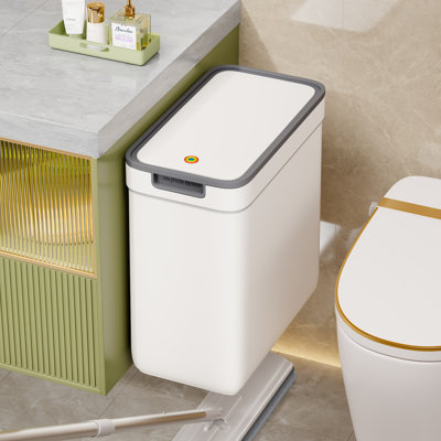 JOYBOS 2.4 Gallon Flip-Top Wall-Mounted Trash Can, White