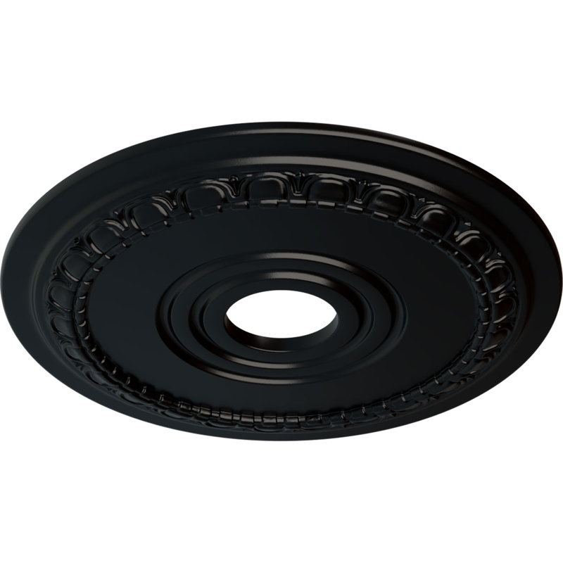 Endurathane Munich Ceiling Medallion, 17 1/2"OD x 3 5/8"ID x 1"P (Fits Canopies up to 5 5/8"), Hand-Painted Jet Black Finish