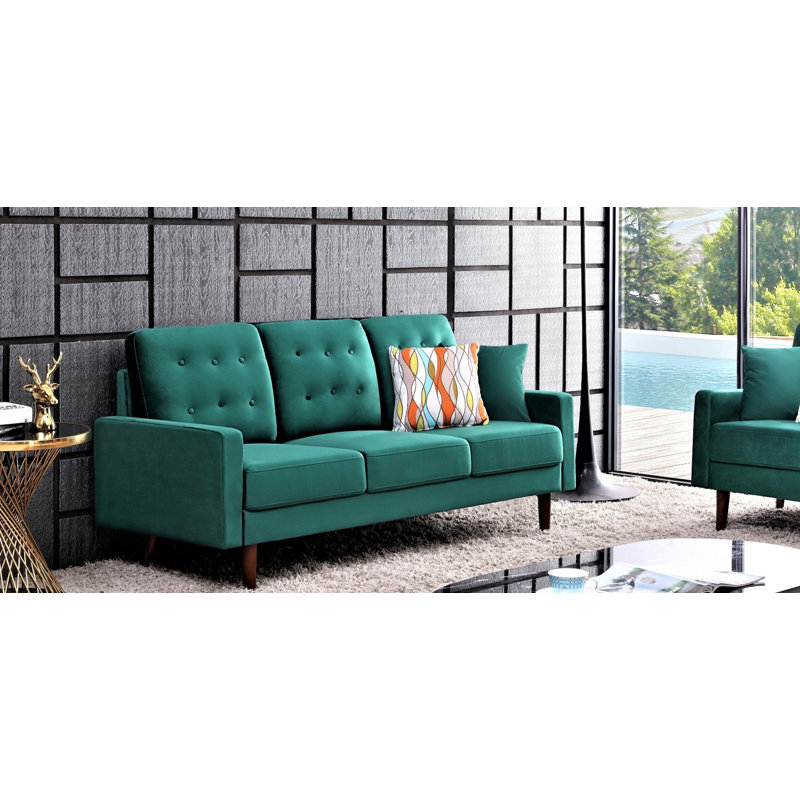 Kelleher 72'' Velvet Sofa, Green Velvet