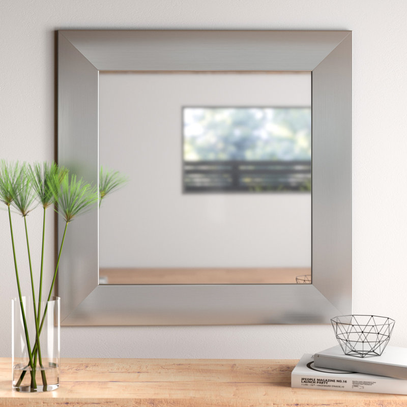 Solid Wood Flat Wall Mirror, 32.5" H x 32.5" W