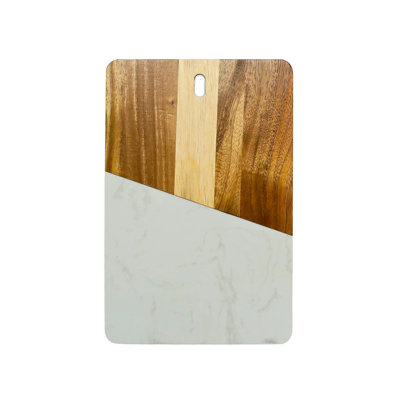 Marble and Acacia Wood Rectangular Diagonal Board