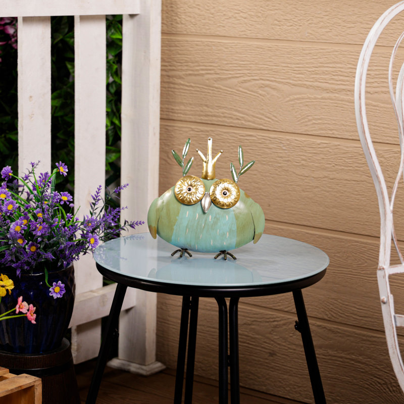 Grande statue de hibou en métal 8 po pour patio et jardin