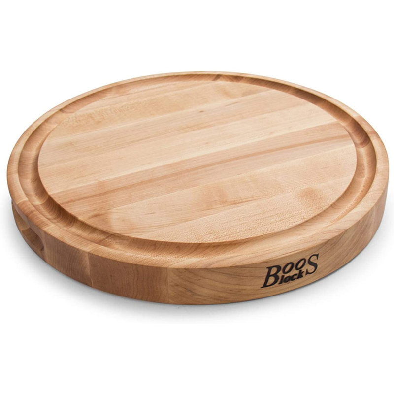 Maple Wood Round Cutting Board with Juice Groove, 15" Diameter
