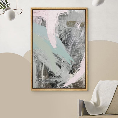 «Grunge Abstract Paint Stroke Effect», Vibrant Paint Stroke Collage Abstract Shapes Illustration - Floater Frame, impression sur toile