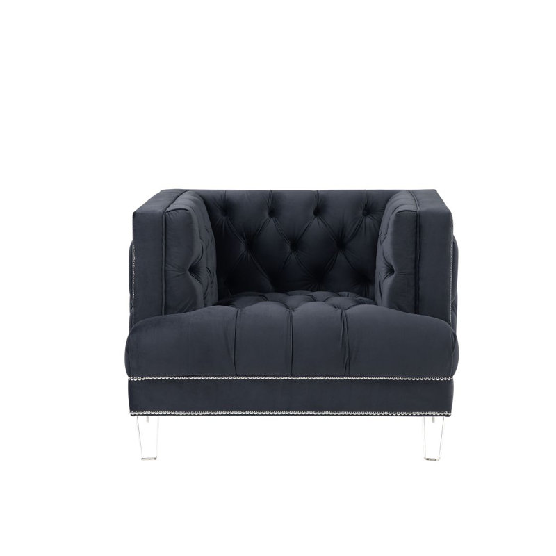 Chaise moderne en velours Ansario, Gris anthracite