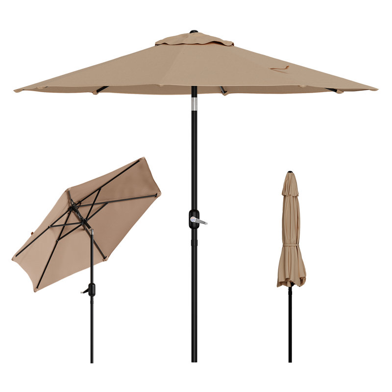 215cm Beach Parasol, Tan Geometric
