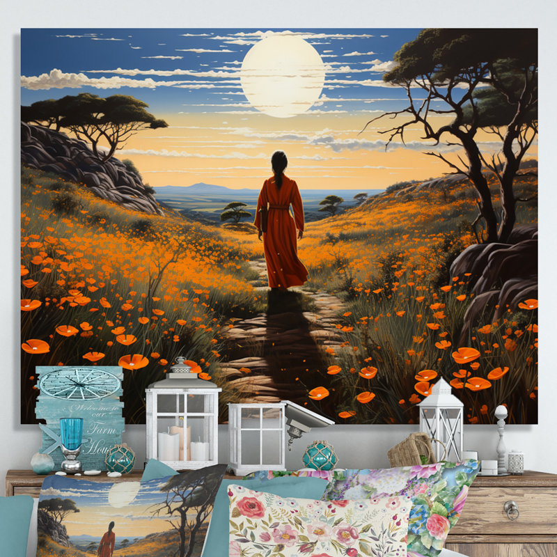 Madell Asian Art Monks Journey, reproduction d'art sur toile, H 34 po x l 44 po x P 1,5 po, Toile tendue