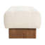Repose-pieds rectangulaire rembourré en tissu de lin capitonné, pieds en bois massif, beige