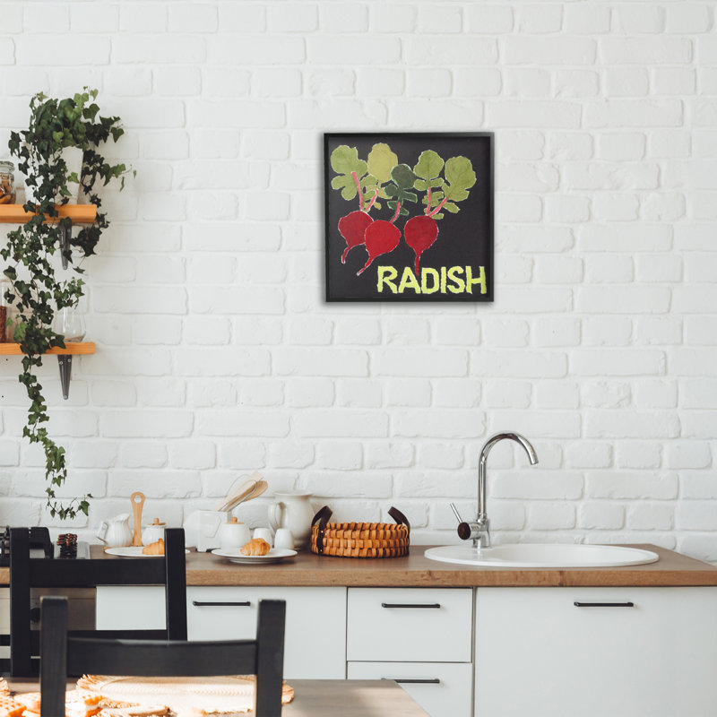 Collage de légumes radis encadrés, estampe numérique, design par Nancy Overton, H 12 po x l 12 po