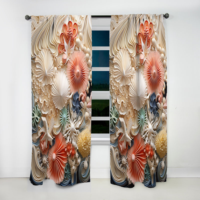 Redeker Fantasy Elegant rose - Rose Curtain - Velvet Room Darkening - 1 panel, 52" W x 120" L
