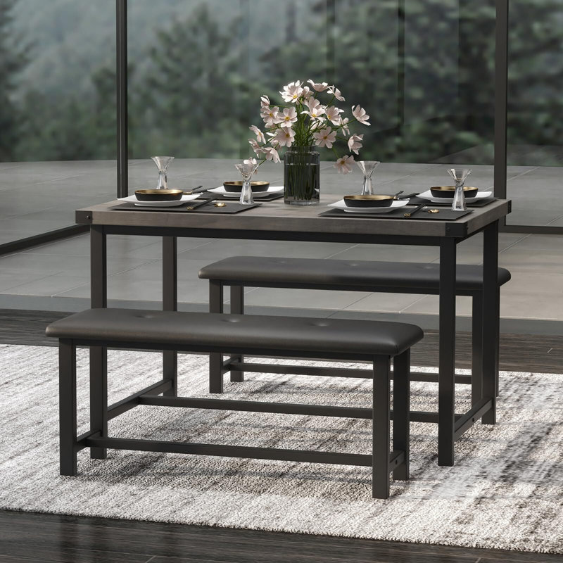 Dining Table With Bench, Gray